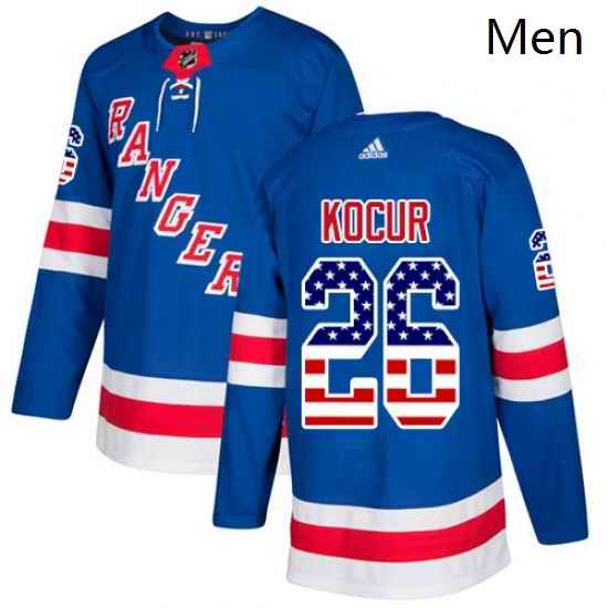 Mens Adidas New York Rangers 26 Joe Kocur Authentic Royal Blue USA Flag Fashion NHL Jersey